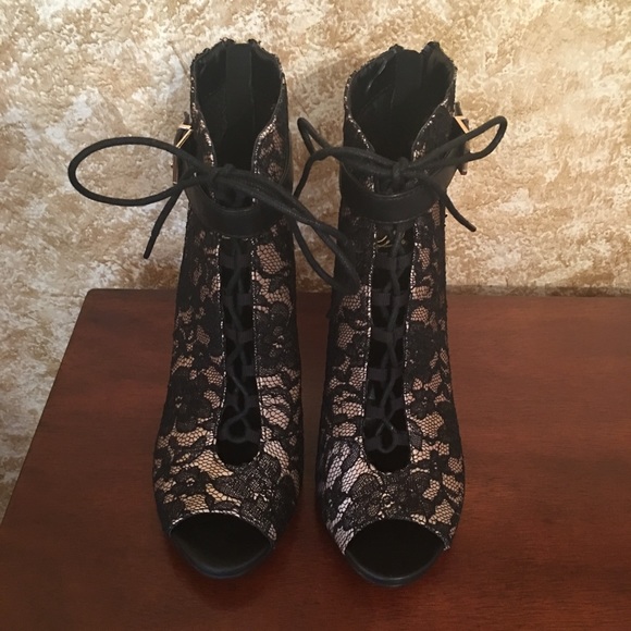 LAST ONE - Peeptoe Lace Booties - Picture 3 of 4