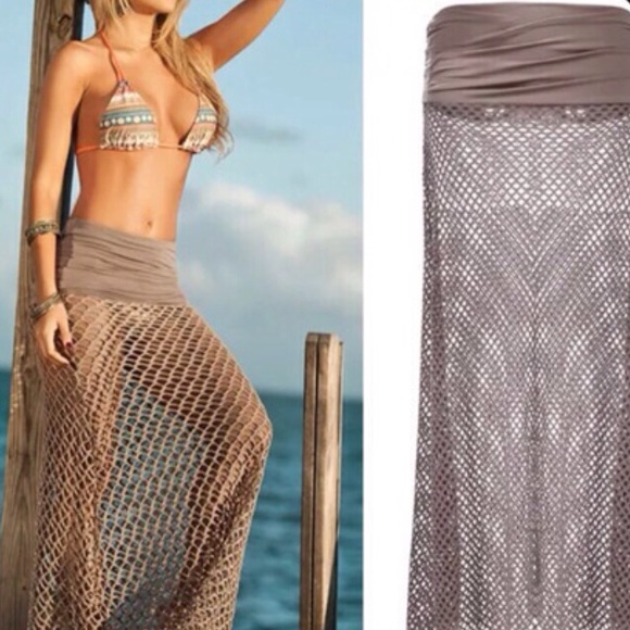 ❌❌SOLD❌❌Khaki Mesh Maxi Coverup Sarong - Picture 2 of 2