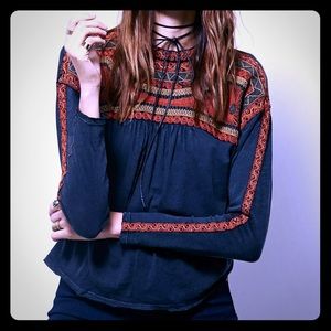 Free People Embroidered Top