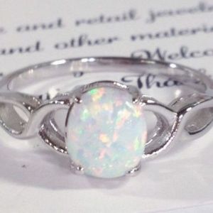 Solid 925 Silver Fire Opal Ring