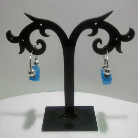 Aqua Blue Star Day & Night Hoop Earrings - Picture 2 of 4