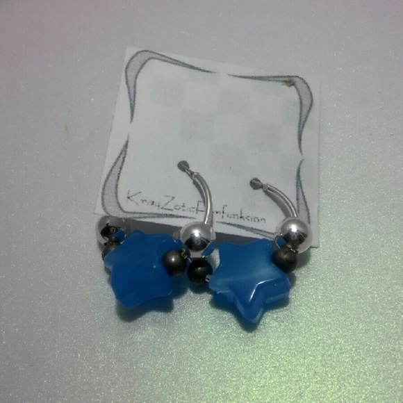 Aqua Blue Star Day & Night Hoop Earrings - Picture 3 of 4