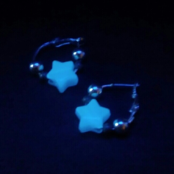 Aqua Blue Star Day & Night Hoop Earrings - Picture 4 of 4