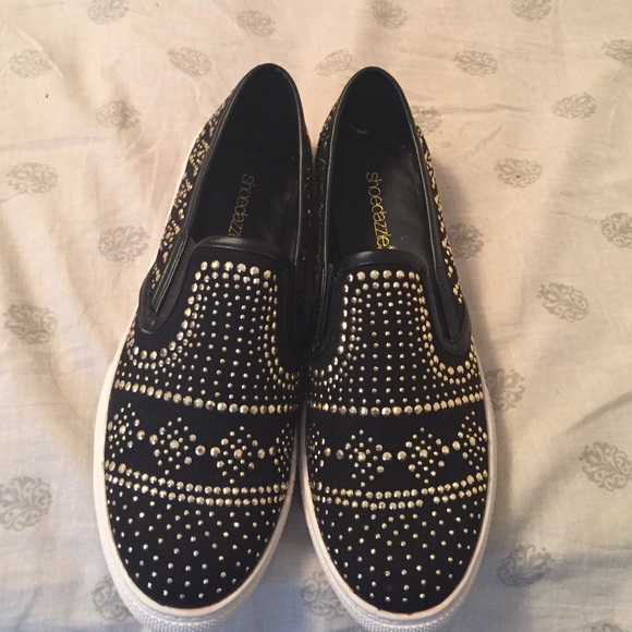 NWOT Black & Gold Slip on Sneakers