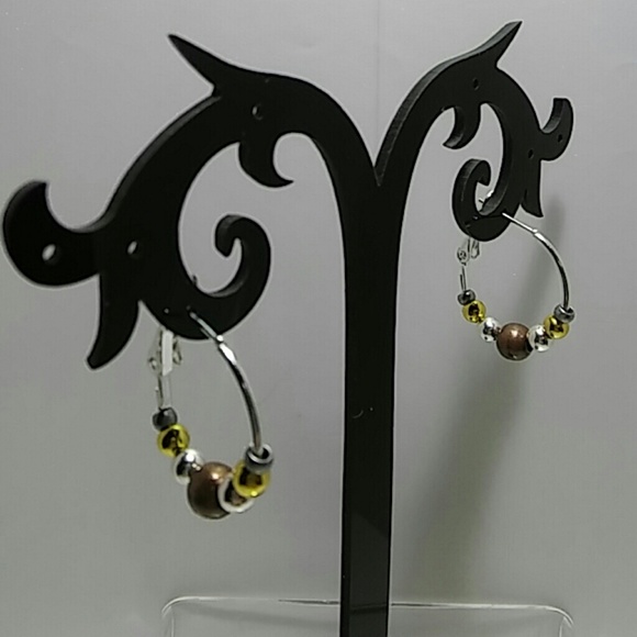 Mixed Metal Ball Hoop Earrings - Picture 1 of 4
