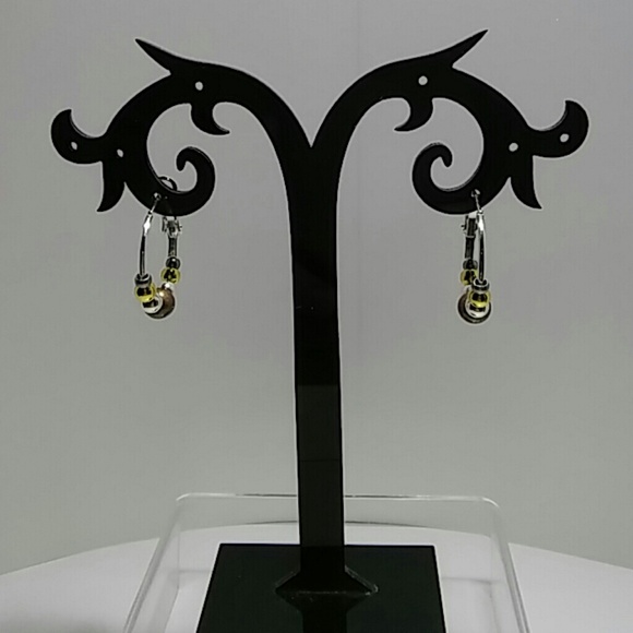 Mixed Metal Ball Hoop Earrings - Picture 2 of 4