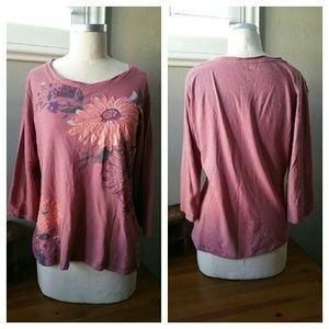 Lovely Muted Pink Top w/ Embellished Floral Design