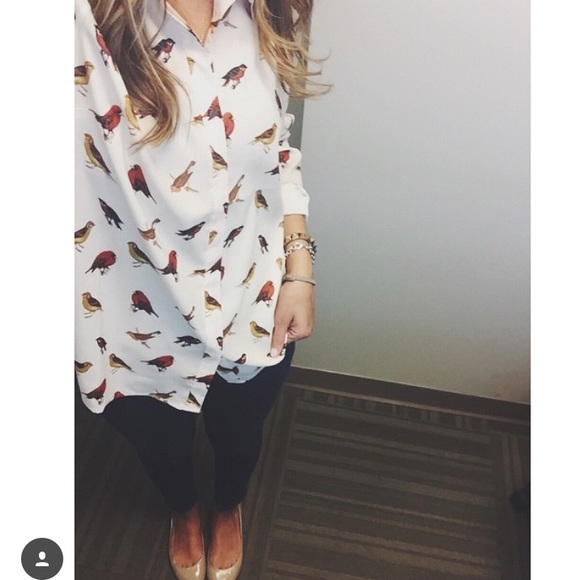 Forever 21 bird print blouse