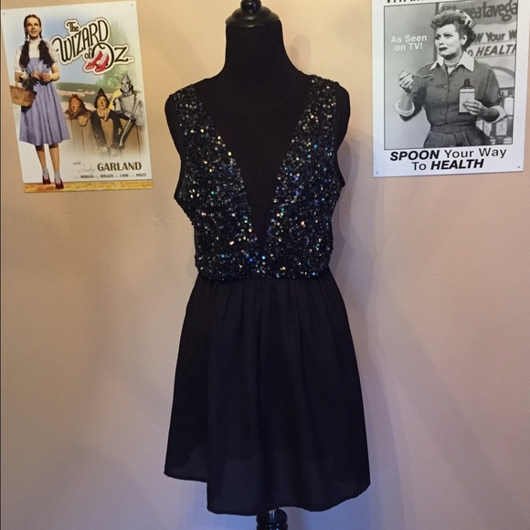 Blue &  Black Sequined Dress