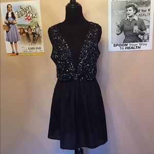 Blue &  Black Sequined Dress