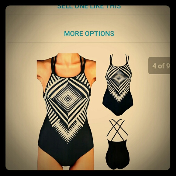 Strappy cute one piece padded monokini black swim