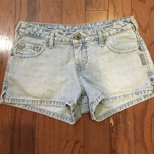 Silver denim shorts, size 27