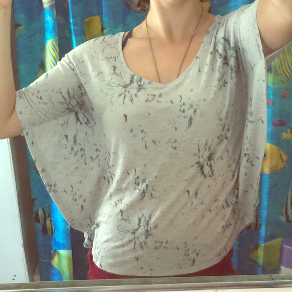 Light Grey Blouse with Blue Accents