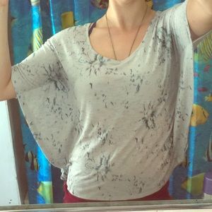 Light Grey Blouse with Blue Accents