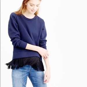 Grey JCrew Fringe Top