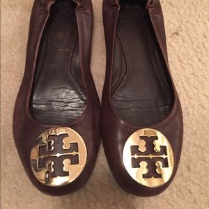 Tory Burch Brown flats with Gold Medallion
