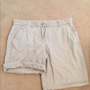 Gap - boyfriend roll-up khaki shorts.