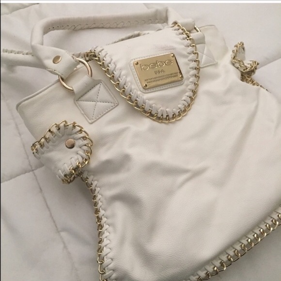 Bebe Purse! All white, leather, tote bag!