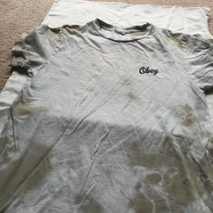 Men's Obey tye-dye shirt- grey & tan