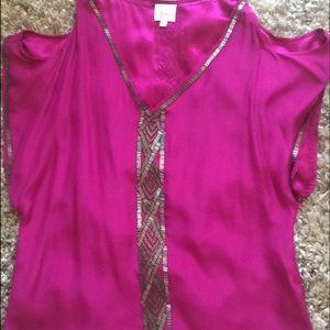 Gorgeous beaded Parker tunic top in fuchsia