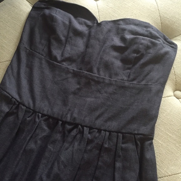 Dark blue jean-like strapless dress - Picture 3 of 3