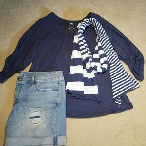 Heather blue top with matching scarf 😁