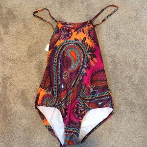 Cleanwater halter brocade one piece