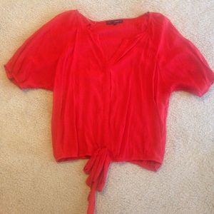 Bright red blouse