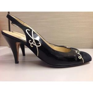 Bally Classic Italian slingback black heels shoes
