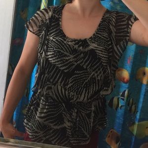 Classy B/W Leaf Print Blouse