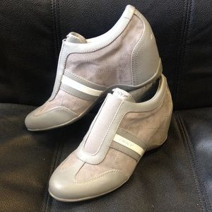DKNY "Mercury" Leather Wedge Sneakers