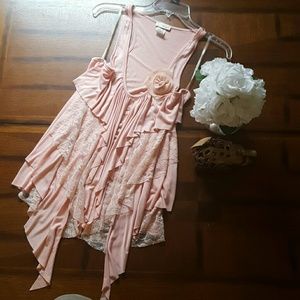 Blush pink lace racer back tank top