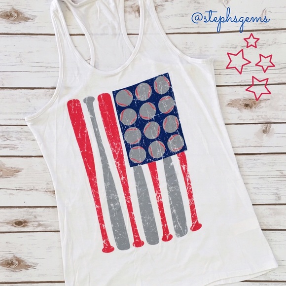 Tops - American Flag Baseball Tank Top