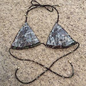 Camo and sequin bikini top!