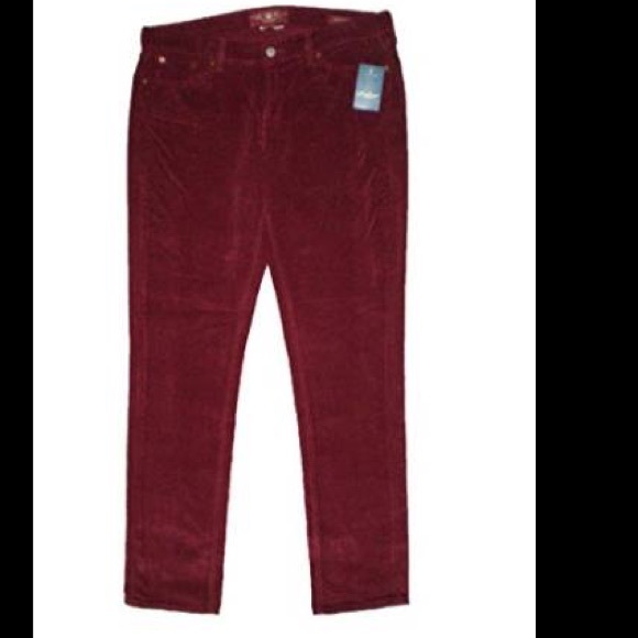 Elle Burgandy Corduroy Paisley Stretch Jeans - Picture 3 of 4