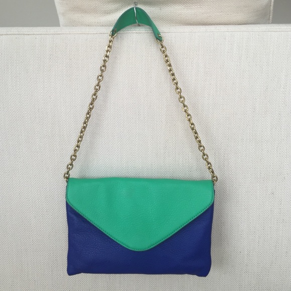 Leather blue and green J. Crew purse - with tags!