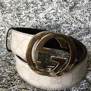 White Guccissima Leather Belt 📌SOLD📌