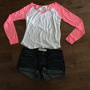 Victoria's Secret shirt +Abercrombie shorts