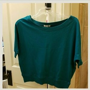 Teal blue thick cotton short sweater