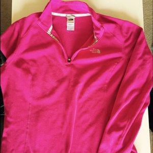North Face Pink Quarter Zip Fleece XL