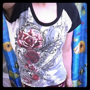 Rose Rhinestone Dress Tee