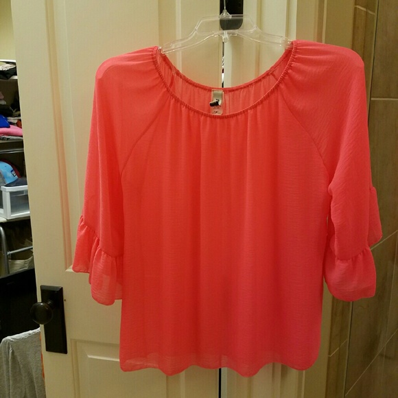Sheer coral top, casual or dress it up