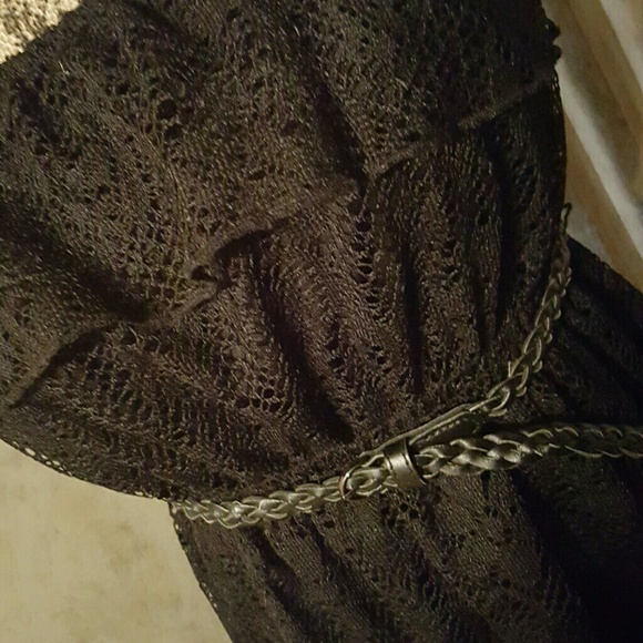 Sleeveless Sundress.BLACK Lace overlay over black. - Picture 2 of 3