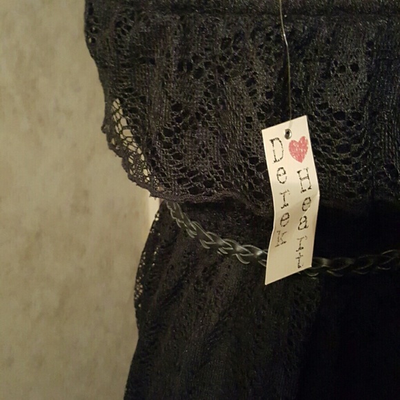 Sleeveless Sundress.BLACK Lace overlay over black. - Picture 3 of 3