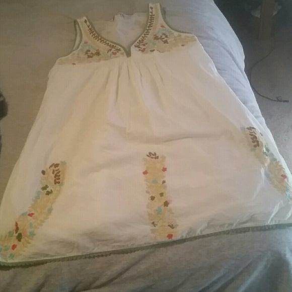 Spring dress, embroidered with floral design