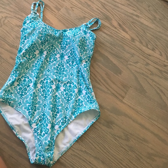Turquoise padded one piece swimsuit