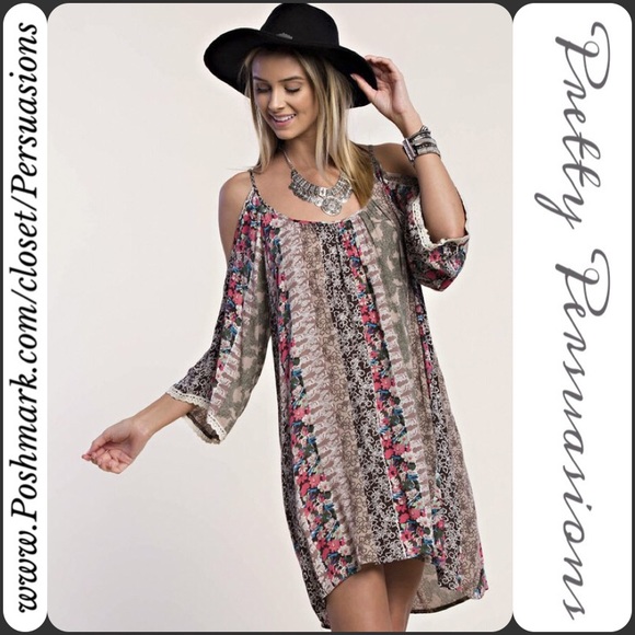 LAST ONE🌻 Cold Shoulder Crochet Lace Trim Dress - Picture 2 of 3