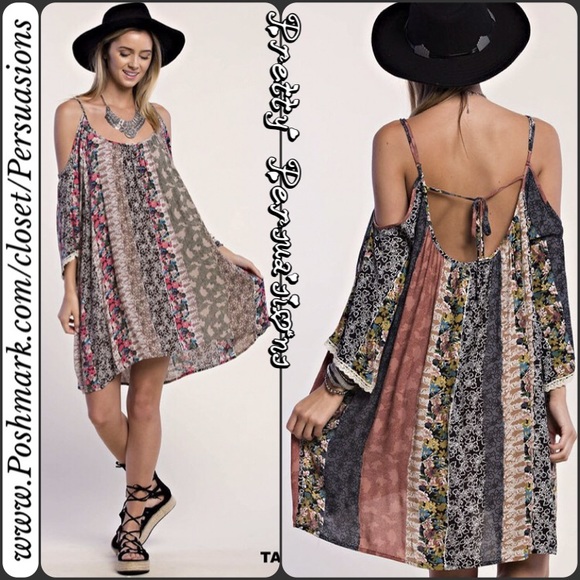 LAST ONE🌻 Cold Shoulder Crochet Lace Trim Dress - Picture 3 of 3