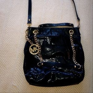 Michael Kors Black Snakeskin Metallic CrossBody