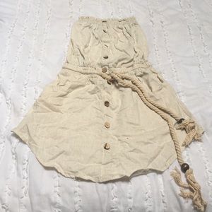 Cream tube top dress w/ rope belt